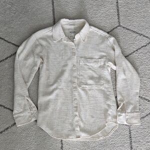 Abercrombie & Fitch Women's Textured Oversized Cream Shirt